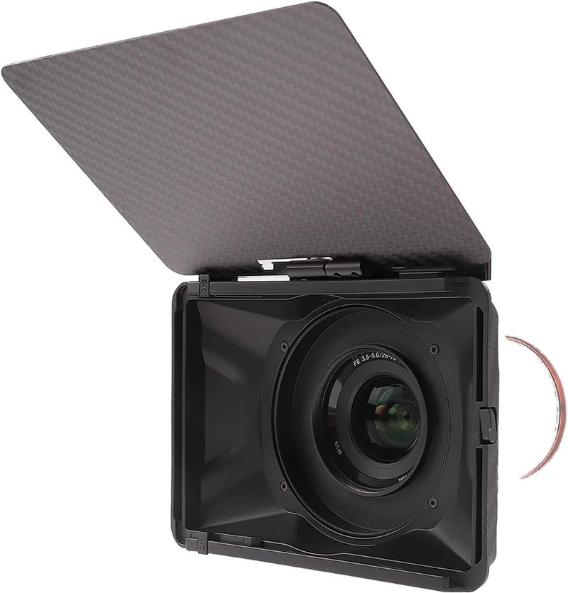foto4easy Mini Matte Box,Lightweight Box with Top Flag for DSLR Mirrorless Cameras,Compatible 67mm/72mm/77mm/82mm Lenses,Supporting 4x4/4x5.65 Filters, Black - Image 1